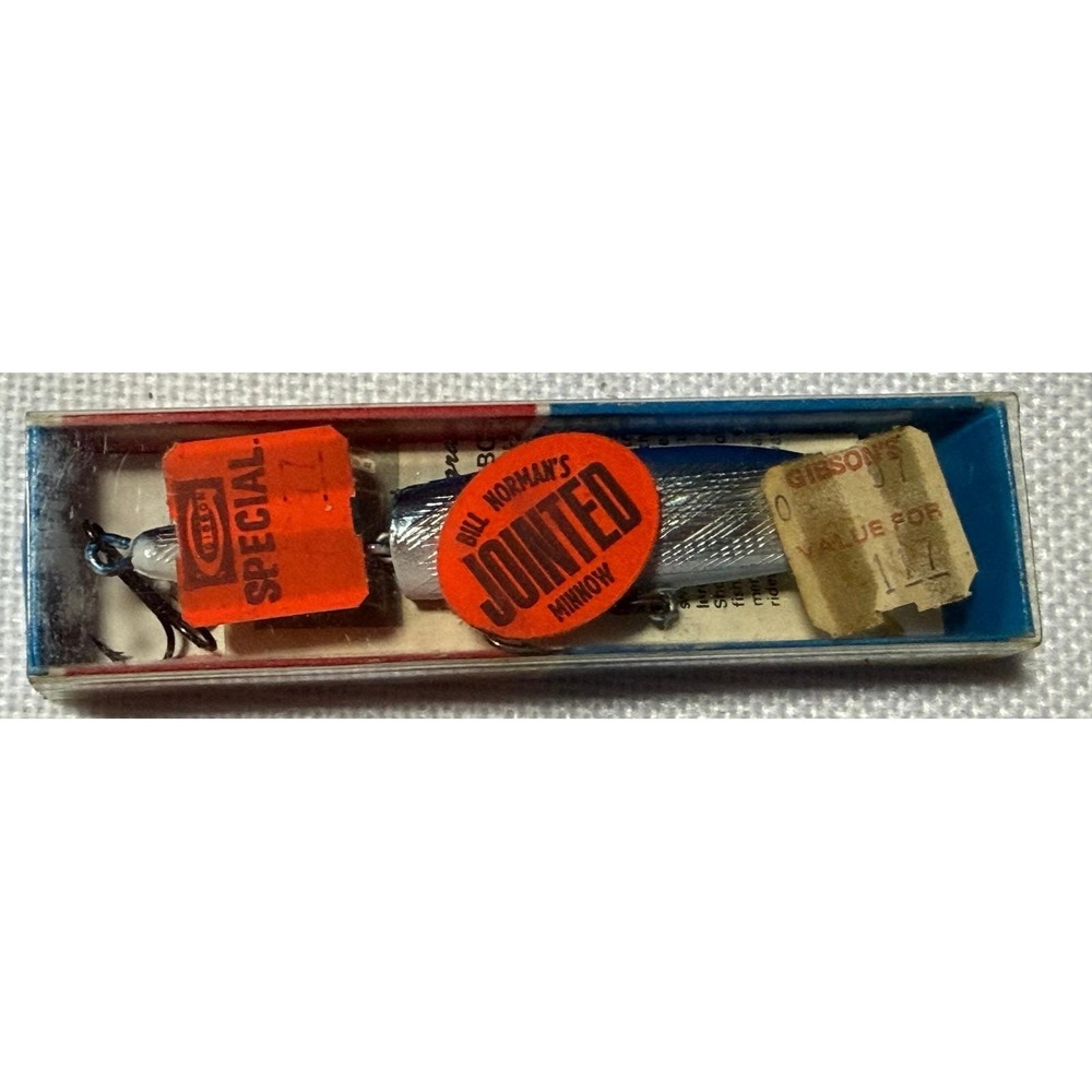 VTG Bill Norman Jointed Minnowโ Reb2 Fishing Lure Blue Silver Prism Finish Box